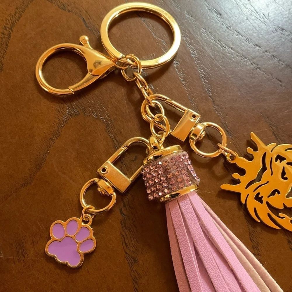 LSU Tigers Detachable Purse Keychain with a Lavender Tassel